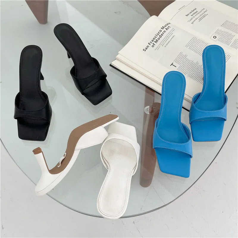 Ankle Strap Low Heel Slippers