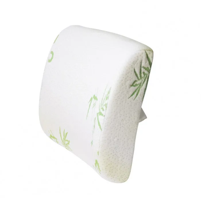 Bamboo Memory Foam Lumbar Support Back Cushion w/ Strap Lower Back Pillow