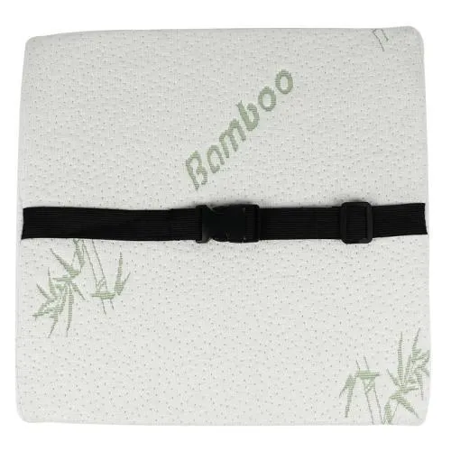 Bamboo Memory Foam Lumbar Support Back Cushion w/ Strap Lower Back Pillow