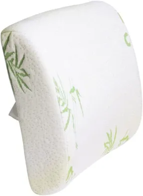 Bamboo Memory Foam Lumbar Support Back Cushion w/ Strap Lower Back Pillow