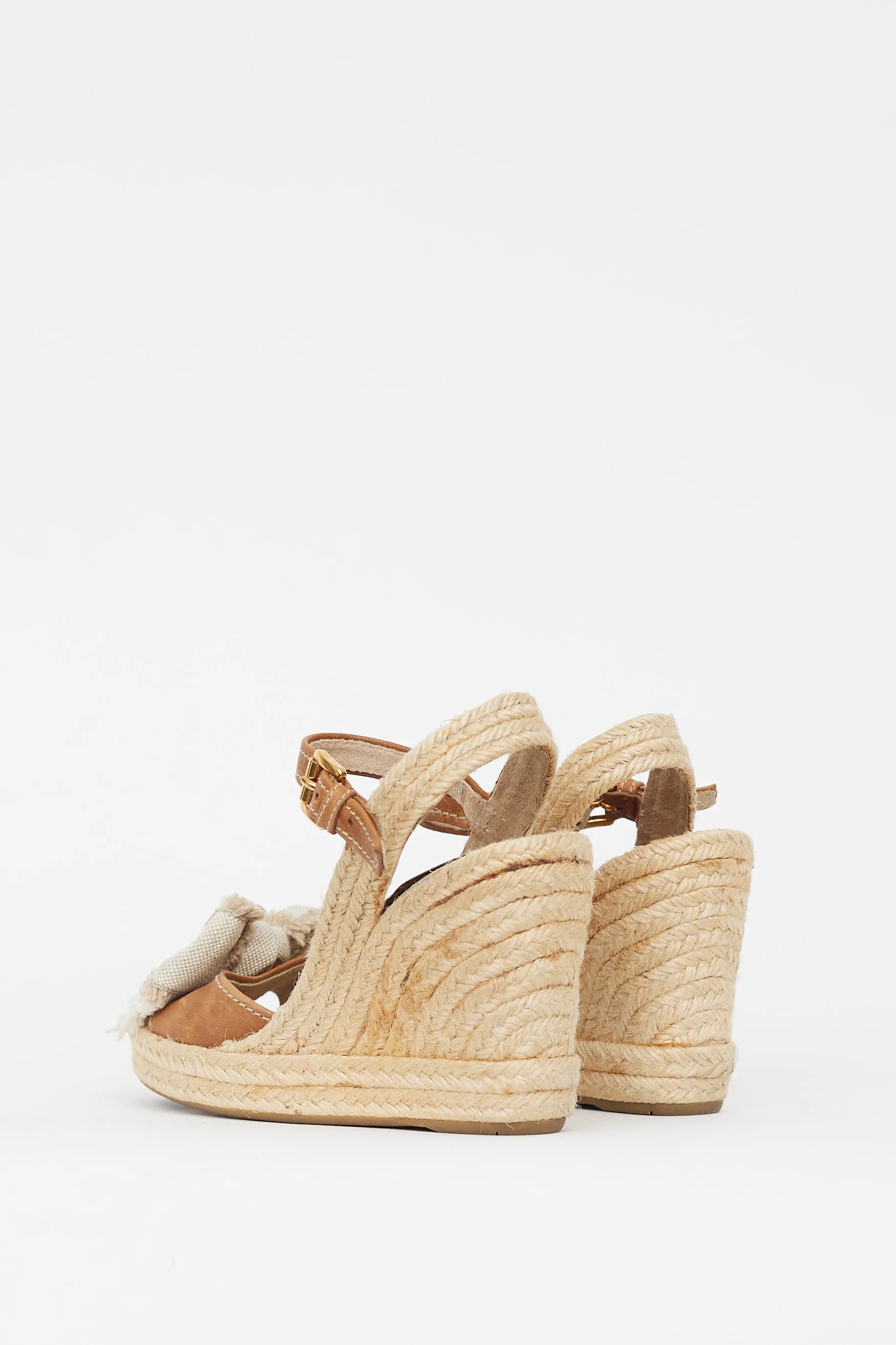 Beige Espadrille Bow Wedge Sandal
