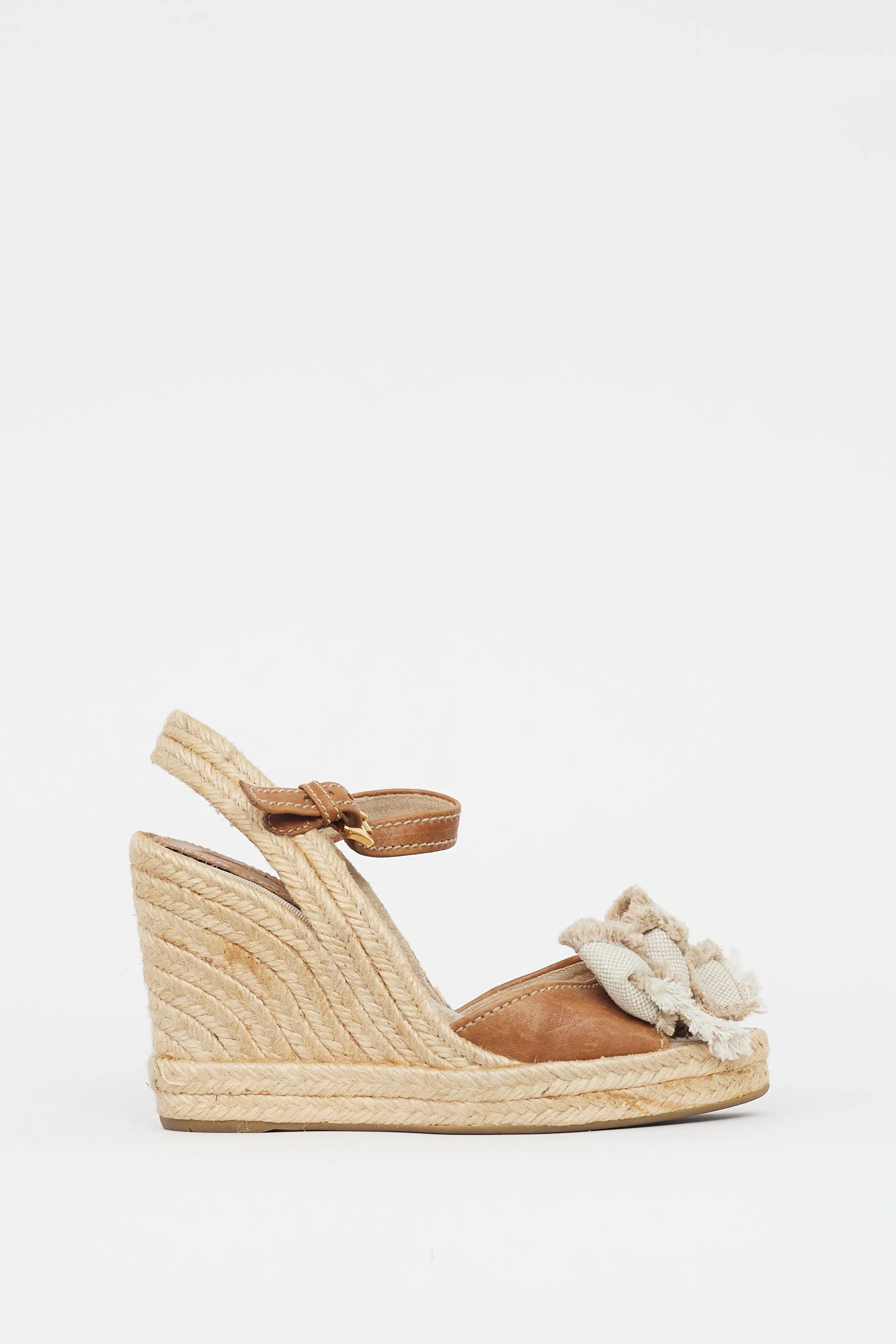 Beige Espadrille Bow Wedge Sandal