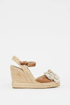 Beige Espadrille Bow Wedge Sandal