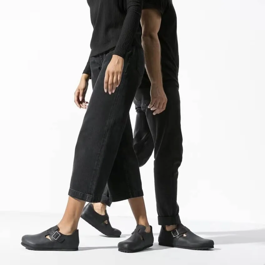 Birkenstock Shoes London Oiled Leather Narrow Fit Black