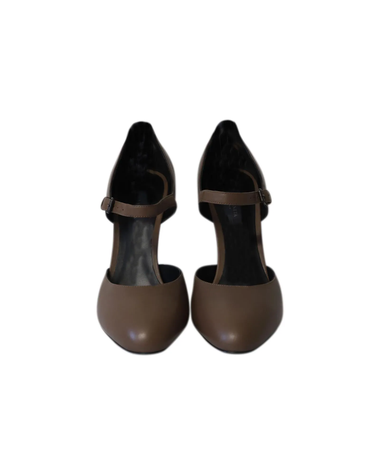 Bottega Veneta Brown Lambskin Leather Mary Jane Pumps