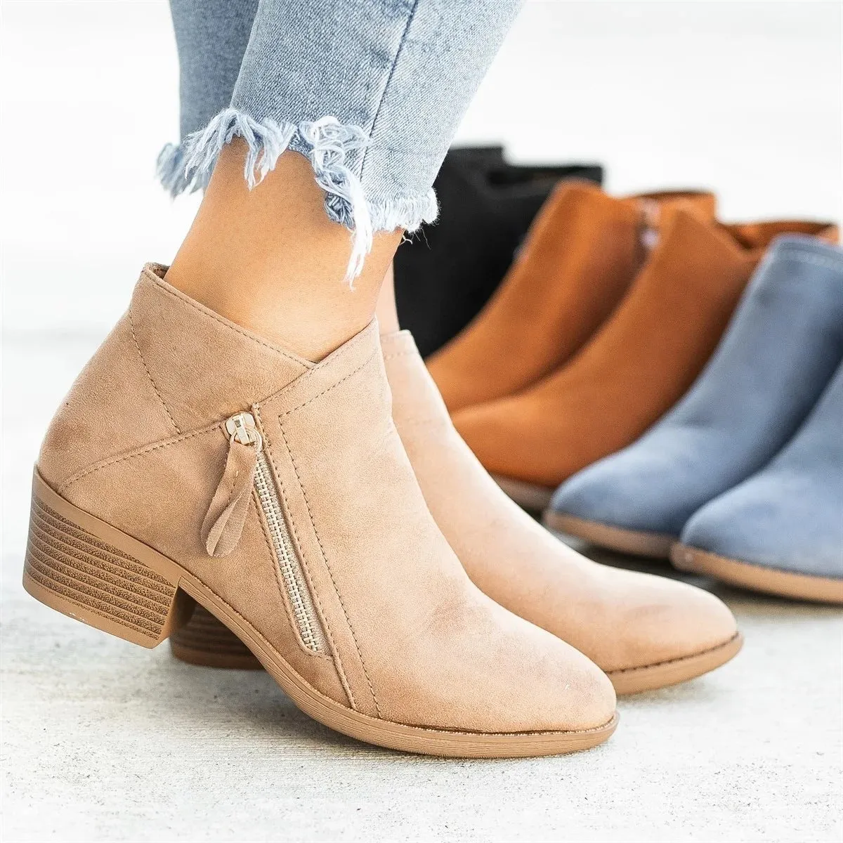 Ivyshape | Boots Women's Low Heel Arch Support Orthopedic Boots