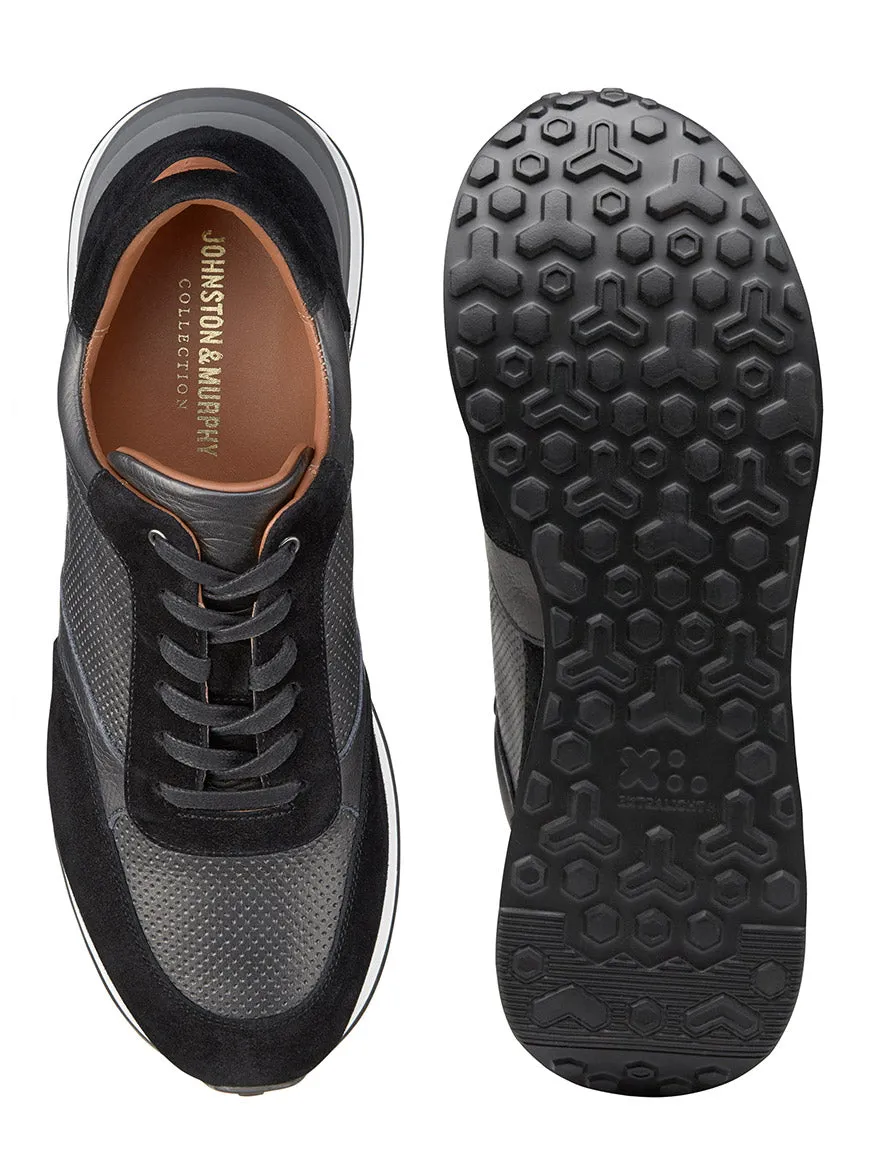 J & M Collection Briggs Jogger in Black Full Grain/Suede