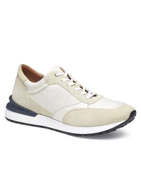 J & M Collection Briggs Jogger in White Full Grain/Suede