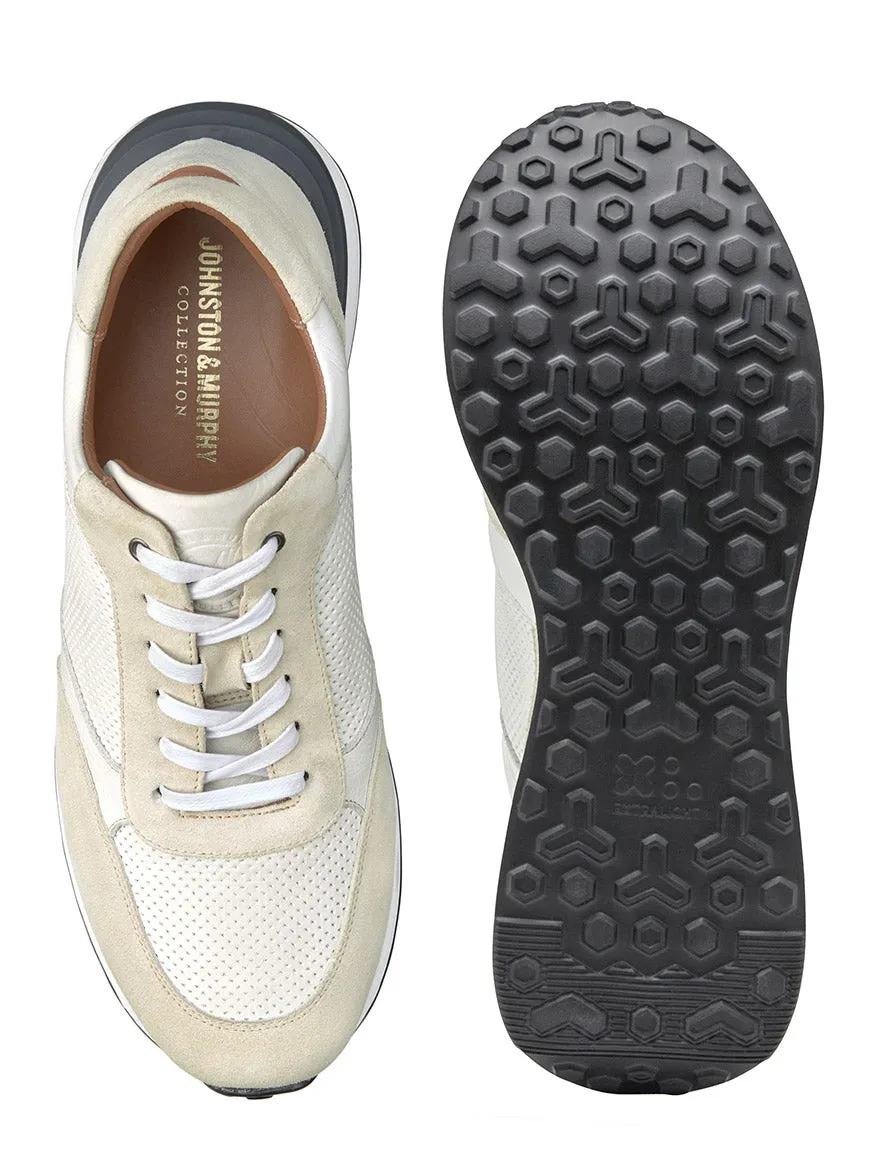 J & M Collection Briggs Jogger in White Full Grain/Suede