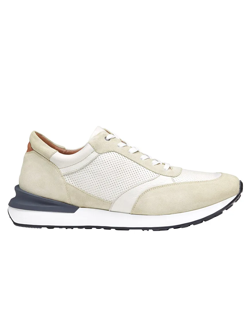 J & M Collection Briggs Jogger in White Full Grain/Suede