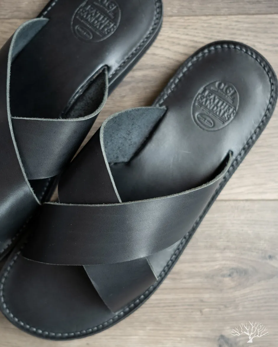 OGL x Dr. Sole Leather Cross Sandals - Black