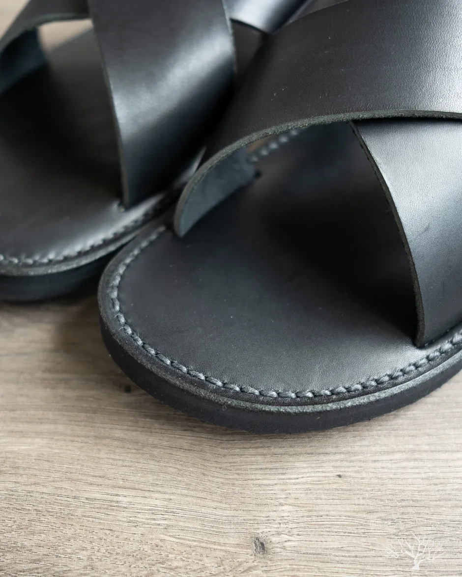 OGL x Dr. Sole Leather Cross Sandals - Black